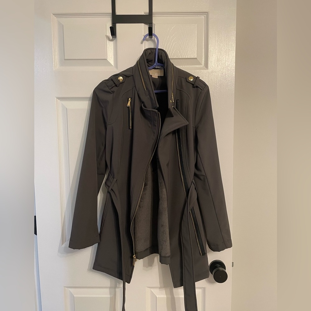 Fleece Lined Michael Kors Military Trench with Gold Accents